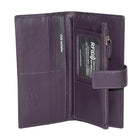 Club Rochelier - Pochette Femme avec Rabat Portefeuille - Prune-3 poches pour fentes ; 1 poche à monnaie ; 2 poches zippées