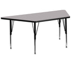 Flash Furniture – Table d’activités trapézoïde, 30 larg. x 60 long., dessus thermofusionné, pattes préscolaires réglables, gris-Stratifié gris