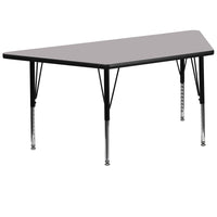 Flash Furniture – Table d’activités trapézoïde, 30 larg. x 60 long., dessus thermofusionné, pattes préscolaires réglables, gris-Stratifié gris