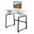 Rocelco- Ensemble de rehausse de bureau de luxe à hauteur ajustable de 46" et support au sol - Blanc / Noir-8