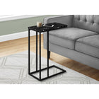 Monarch Specialties - 3763 Table D'Appoint - 25 po H/Marbre Noir/Metal Noir-Avec un dessus fini faux marbre noir, cette table de bout en forme de C se glisse facilement sous votre canape, chaise ou lit. Elle comporte des capuchons protecteurs qui la soulevent legerement pour eviter d'endommager le sol.