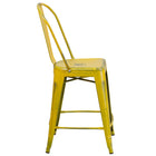 Flash Furniture – Tabouret de comptoir de 24 po avec dossier, métal vieilli, jaune (ET343424YL)-Dossier courbé avec latte verticale