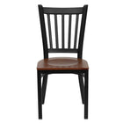 Flash Furniture - Chaise de restaurant de la série HERCULES en métal noir à dossier vertical - siège en bois de cerisier-Ensemble de 2 chaises de salle à manger en métal