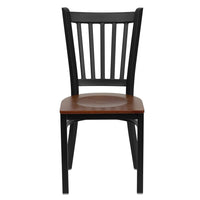 Flash Furniture - Chaise de restaurant de la série HERCULES en métal noir à dossier vertical - siège en bois de cerisier-Ensemble de 2 chaises de salle à manger en métal