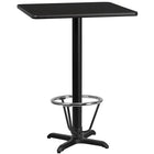 Flash Furniture Dessus de table carré de 30 po en stratifié noir avec anneau de pied-Table d'hospitalité à hauteur de bar