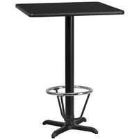 Flash Furniture Dessus de table carré de 30 po en stratifié noir avec anneau de pied-Table d'hospitalité à hauteur de bar