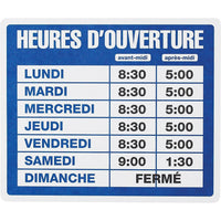 US Stamp & Sign - Trousse pour affiche - heures ouvrables, 10½ x 14½ po, français-L'affiche s'accroche facilement à toute porte vitrée ou surface de fen&ecirc;tre  