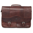Mancini – Mallette Porthole pour portatif de 15,6 po 99-5465 avec pochette sécurisée RFID, 16 x 4 x 11 po, brun-Cuir de buffle huilé et ciré à grain supérieur brun