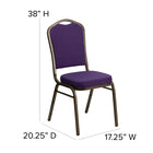 Flash Furniture – Chaise banquet empilable Hercules à dossier couronne avec cadre au fini doré et tissu violet, 4/pqt-Mousse ignifuge CA117