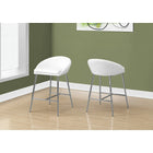 Monarch Specialties - 2296 Tabouret De Bar - Lot de 2/Blanc/Base Chrome/Hauteur Comptoir - Paquet de 2-Recouvert en similicuir blanc facile à nettoyer