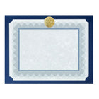 St. James – Porte-document de présentation pour cartes/certificat Elite Medallion, lin bleu marine avec médaillon or, paq./25-Luxueux médaillon en or gaufré en relief