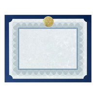 St. James – Porte-document de présentation pour cartes/certificat Elite Medallion, lin bleu marine avec médaillon or, paq./25-Luxueux médaillon en or gaufré en relief