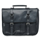 Mancini - Mallette pour portatif de 15 po 99-5464 avec pochette anti-RFID, un compartiment, 15,25 x 4 x 11,5 po, noir-Cuir de buffle huilé et ciré à grain supérieur noir