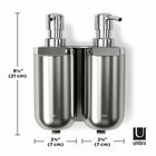 Umbra JUNIP - Pompes 295ml pour savon liquide ou gel hydroalcoolique avec fixation murale, Acier inoxydable-Dimensions : 8,38 po L x 5,88 po P x 3,75 po H