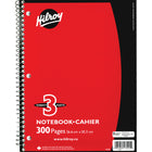 Hilroy - Cahiers de notes 3 sujets, 10 1/2 po x 8 po, variés, perforé à 3 trous-300 pages