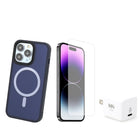 TUFF8 - Glide Guard avec protecteur d'écran et chargeur mural pour iPhone 15 Pro Max - Bleu nuit-Couche antichoc : la couche antichoc étanche à l'air ajoute une protection supplémentaire contre les chutes accidentelles. Testé selon MIL-STD jusqu'à 6 pieds
