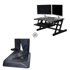 Rocelco – Plateforme de bureau assis debout à hauteur réglable Easy-Lift avec tapis anti-fatigue ASM, noir (EADRASMB)-GRANDE SURFACE DE TRAVAIL : Largeur de 32 po à capacité de jusqu'à deux moniteurs de 24 po ou un moniteur de 32 po