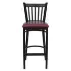 Flash Furniture - Tabouret de bar de la série HERCULES en métal noir à dossier vertical - siège en vinyle bourgogne-Ensemble de 2 tabourets de bar en métal pour la salle à manger