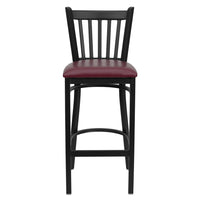 Flash Furniture - Tabouret de bar de la série HERCULES en métal noir à dossier vertical - siège en vinyle bourgogne-Ensemble de 2 tabourets de bar en métal pour la salle à manger