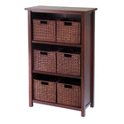 Winsome – Meuble/étagère de rangement Milan avec 6 petits paniers, noyer antique-De style simple mais pratique et élégante, cette étagère de rangement avec 6 paniers métalliques est l'endroit parfait pour ranger vos articles préférés.
