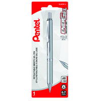Pentel - Stylos EnerGel Alloy à encre gel liquide rétractables - 0,7 mm - argenté-Barillet élancé en alliage d'aluminium