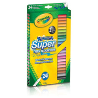 Crayola® – Marqueurs lavables Super pointes, paq./24-Assurez que votre artiste-en-herbe a toujours les couleurs parfaites pour ses dessins et coloriages avec les marqueurs lavables Crayola Super pointes. Ce paquet offre toute une palette de couleurs différentes et chaque marqueur résistant au maculage est doté d'un embout à conception spéciale conique qui permet de tracer des traits épais et minces. Ils sont parfaits pour les enfants âgés de 3 ans et plus, ils disparaissent de la peau et de la plupart des t