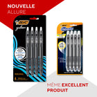 BIC - Stylos Gelocity à encre gel rétractable – 0,7 mm – noirs – paquet de 4-Pointe moyenne
