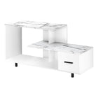 Monarch Specialties - 2609 Meuble Tv - 48 po L/Blanc/Dessus Marbre Blanc/1 Tiroir-Style unique art deco. Finition blanche avec dessus en faux marbre blanc, peut accueillir toutes les tailles de television a support central.