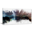 Designart – Impression sur toile, paysage urbain d’un pont vers la ville (PT3316-40-20)-Impression