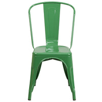 Flash Furniture – Chaise empilable pour l’intérieur et l’extérieur, métal, vert (CH31230GN)-Chaise empilable de style bistro