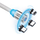 CJ Tech - Câble de charge universel magnétique de Micro USB, Type C et Lightning Non MFI 6 pi - Blanc-La lumière LED sur la tête du câble vous permet de savoir quand le téléphone change