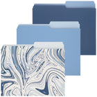 Merangue - Chemises à fiches - Format lettre - Tourbillon bleu - Paquet de 3-Chemises de classement coupées à moitié réversibles