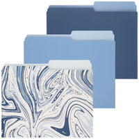 Merangue - Chemises à fiches - Format lettre - Tourbillon bleu - Paquet de 3-Chemises de classement coupées à moitié réversibles