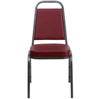 Flash Furniture – Chaise empilable à dossier trapèze, siège 2,5 po, argenté avec tissu bourgogne (FDBHF1SVBY)-Chaise de banquet multi-usages