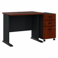 Bush Business Furniture - Bureau 36 po avec classeur mobile Cubix de, cerisier Hansen/galaxie-L’ensemble comprend : un bureau 36L x 27P et un classeur mobile à 3 tiroirs