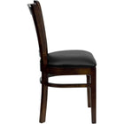 Flash Furniture – Chaise de restaurant dossier à lattes verticales et siège en vinyle noir, fini noyer, série HERCULES, 2/paq.-Conception à dossier à lattes verticales