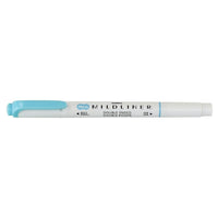 Zebra – Surligneur double pointe style stylo Mildliner, bleu doux-Double pointe : biseautée, pastille