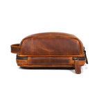 Tolredo Poseidon Leather Toiletry Bag - Brown-Double compartiment, compartiment principal et compartiment inférieur à plat rembourré