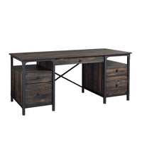 Sauder 66"W La Collection Steel River Bureau - Finition Carbon Oak-Cinq tiroirs dotés de glissières à extension complète pour un rangement optimal