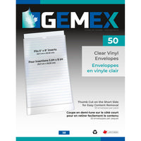 Enveloppes en Vinyle translucide avec onglet, Ouverture par le Haut, Clair, 5 x 8 po épaisseur 6 mil 50 pqt-Le vinyle épais, souple et transparent protège et préserve le contenu des enveloppes