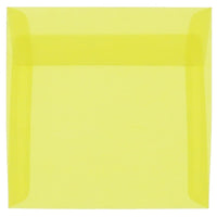 JAM Paper Enveloppes translucides, jaune primaire, 5,5 x 5,5 po, 50/paquet-Enveloppes en papier translucide jaune primaire