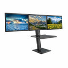 Rocelco - Station de travail à trois moniteurs à hauteur réglable avec port de charge USB - Noir-Le bras articulé pour trois moniteurs offre une plage de réglage vertical supplémentaire de 4,5 po pour une ergonomie optimisée - se configure pour trois moniteurs jusqu'à 24 po, deux moniteurs jusqu'à 27 ou un moniteur jusqu'à 32 po