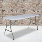 Flash Furniture – Table pliante en plastique blanc granit à deux volets, 30 larg. x 60 long.  -Garantie limitée de 5 ans du fabricant (pièces métalliques immobiles) 2 ans pour les pièces (détails avec le produit)