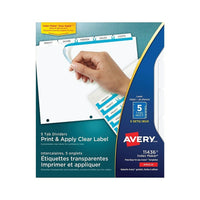 Avery® - Intercalaires Index Maker® avec bande d'étiquettes transp., laser ou jet d'encre, 5 onglets, 5 jeux, blanc (11436)-Intercalaire à onglet vierge