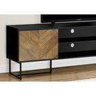 Monarch Specialties - 2752 Meuble Tv - 72 po L/Noir/Metal Avec 2 Portes Simili-Bois-Les deux armoires de rangement fermées avec des mécanismes d'ouverture et de fermeture à poussoir sont parfaites pour cacher vos médias et vos jeux dans votre salon, votre chambre à coucher ou votre espace de travail