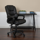 Flash Furniture Chaise de bureau pivotante LeatherSoft-Big & Tall 400 lb. Rated - Noir (CX1179HBK)-LeatherSoft est en cuir et polyuréthane pour plus de douceur et de durabilité