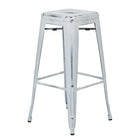 OSP Designs – Tabouret de bar en métal de 30 po, fini blanc antique-Tabouret de bar en métal style ancien de 30 po