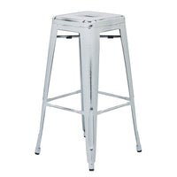 OSP Designs – Tabouret de bar en métal de 30 po, fini blanc antique-Tabouret de bar en métal style ancien de 30 po