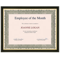 Cadre pour certificat St. James, noir toscan avec garniture doree, 11 5/8x9 1/4po (30 x 24 cm), pour certificats de 11x8 1/2 po-Pour certificats, attestations et photos de 11 x 8 1/2 po (28 x 22 cm)