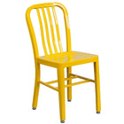Table ronde de 24 po en métal avec 2 chaises à dossier à lattes verticales, int/ext, jaune [CH-51080TH-2-18VRT-YL-GG]-4